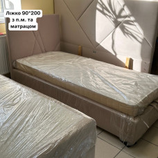 Ліжко Блум 90*200 з  п.м. та з матрацом (бежевий велюр)